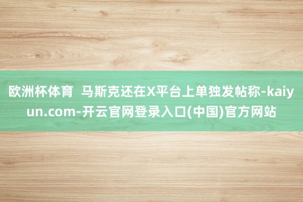欧洲杯体育  马斯克还在X平台上单独发帖称-kaiyun.com-开云官网登录入口(中国)官方网站
